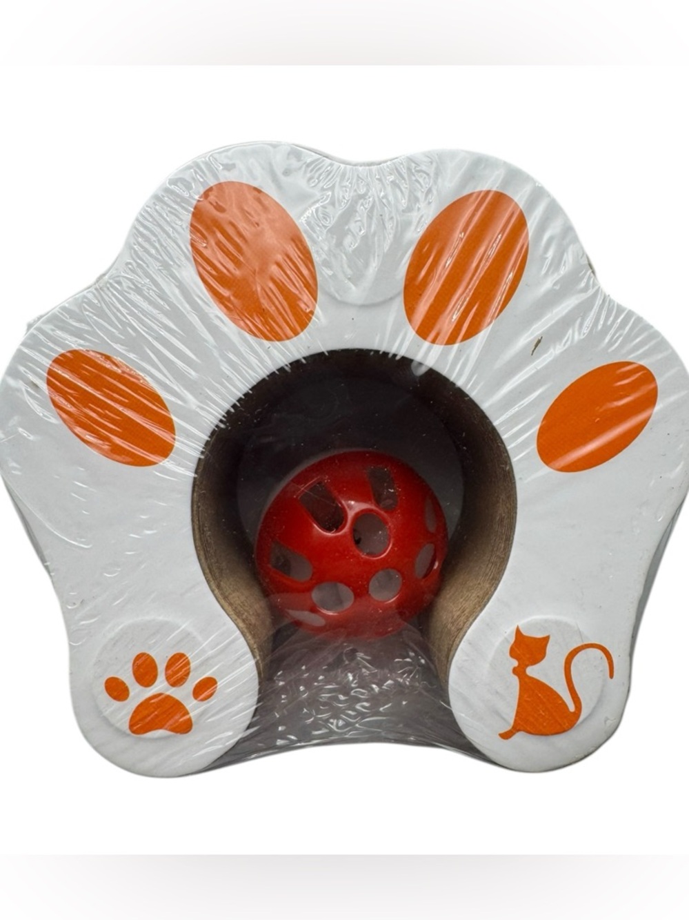 Cat Paw Shape Scratching‎ Board with Ball Toy Corrugated Cardboard New